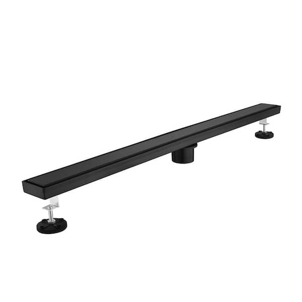 Unbranded 30 in. Linear Shower Drain Stainless Steel Shower Floor Drain with Hair Strainer and Leveling Feet in Matte Black