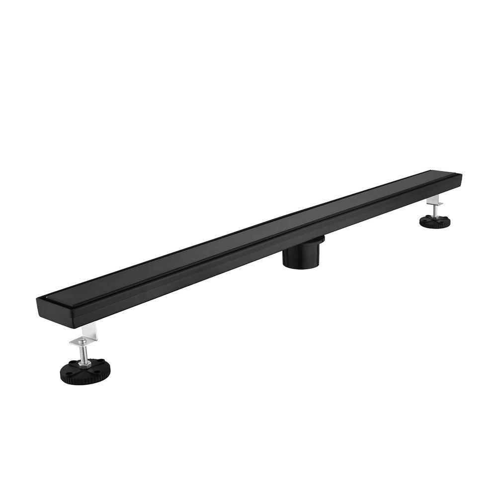 30 in. Linear Shower Drain Stainless Steel Shower Floor Drain with Hair Strainer and Leveling Feet in Matte Black price history on PriceWatchPro
