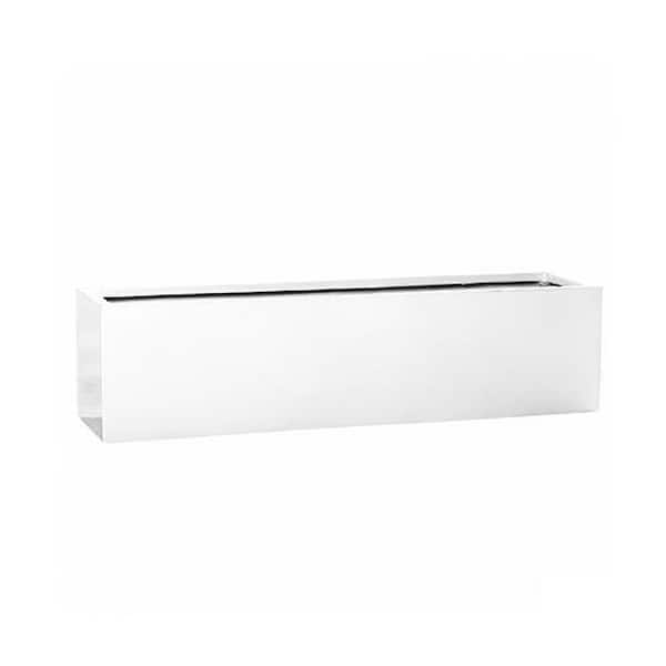 Vasesource Carlo 8 in. x 31.5 in. Shiny White Fiberstone Large Rectangle Planter/Pot