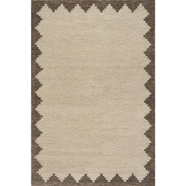 Hazella Modern Bordered Brown 9 ft. x 12 ft. Indoor Area Rug