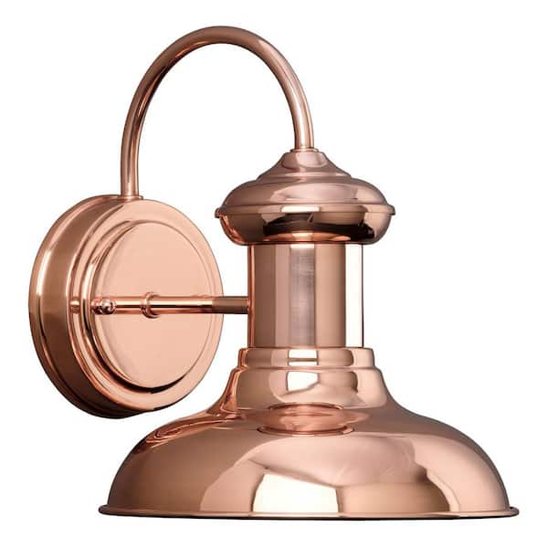 Brookside Collection 1-Light Solid Copper Farmhouse Outdoor Small Wall Lantern Light