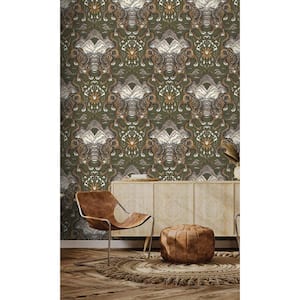 Khaki Tiger Inspired Print Non-Woven Paper Paste the Wall Textured Wallpaper 57 sq. ft.