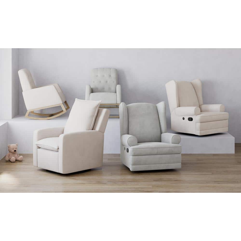 Salt and Pepper Boucle Swivel Recliner with USB Port