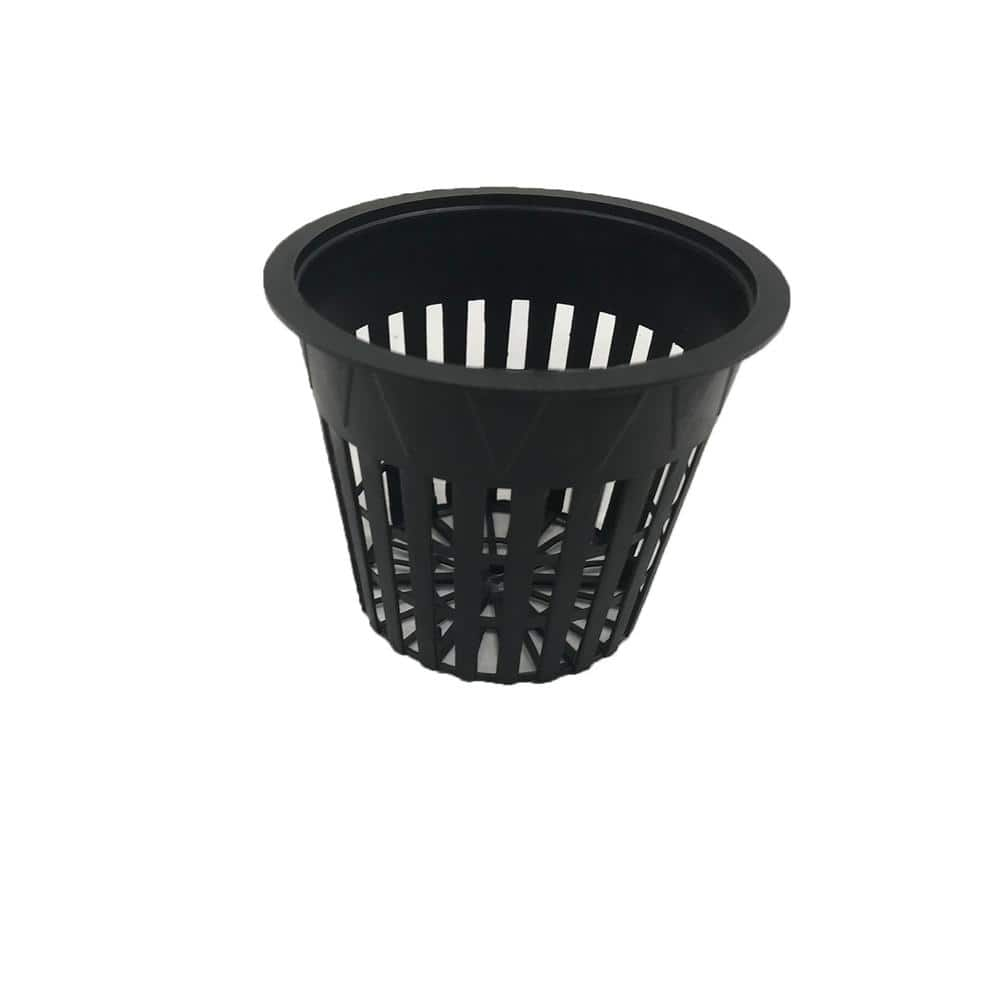 Viagrow 6 in. Black Round Cup with Slotted Black Plastic Mesh Net