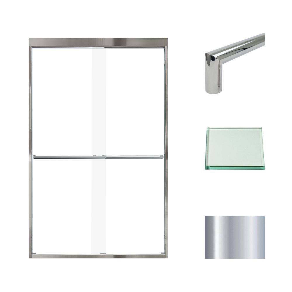 Frederick 47" Polished Chrome Semi-Frameless Shower Door with Clear Glass