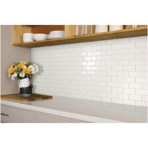 Marazzi LuxeCraft 12 in. x 12 in. x 6.35 mm White Brick Joint Ceramic Mosaic Tile (0.83 sq. ft. / piece)