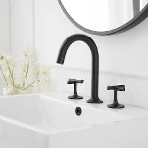 8 in. Widespread Double-Handle High-Arc Bathroom Faucet in Matte Black