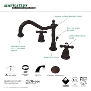 Heritage 8 in. Widespread 2-Handle Bathroom Faucet in Oil Rubbed Bronze