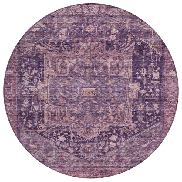 Chantille Machine Washable Indoor/Outdoor Abstract ACN1240 Eggplant 8 ft. x 8 ft. Area Rug