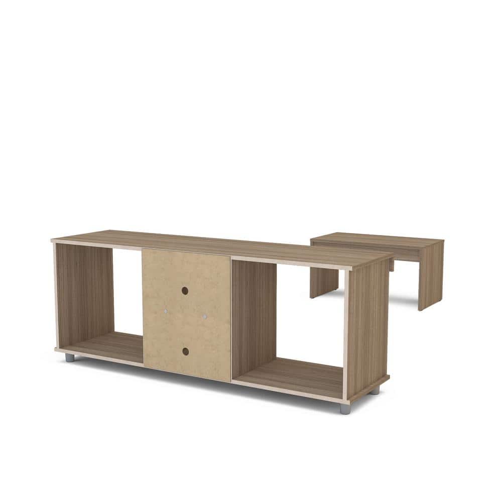 Polifurniture 2-Piece Walnut Living Room Set with TV Stand and Coffee Table
