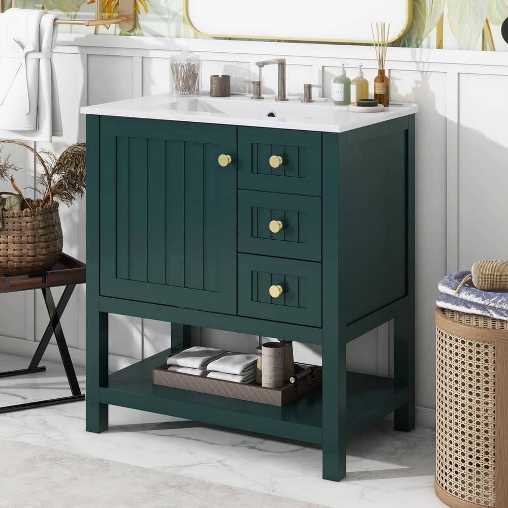 30 in. W x 18.3 in. D x 33.59 in. H Single Sink Freestanding Bath Vanity in