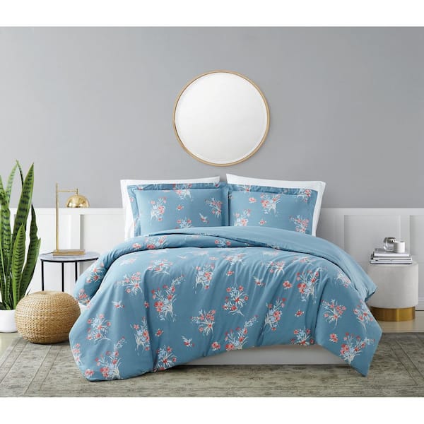 Brooklyn Loom Paulina Blue Cotton 3-Piece King Quilt Set