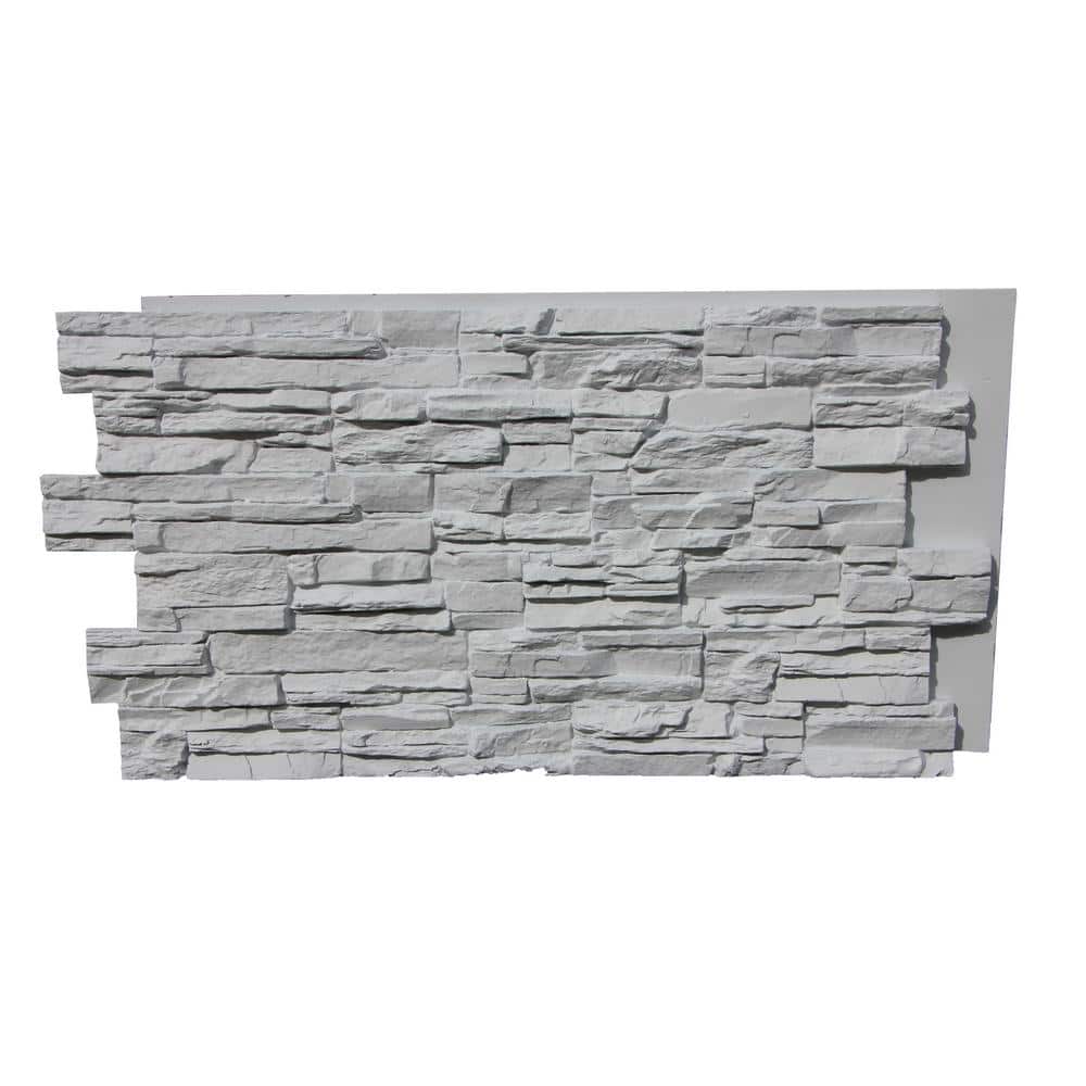 Tritan BP Earth Valley Faux Stone 48-3/4 in. x 24-3/4 in. Gray Fox Class A Fire Rated Urethane Interlocking Panel