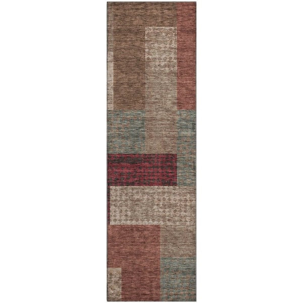 Addison Rugs Mayfield Premium Machine Washable Abstract AMF941 Mocha 2 ft. 3 in. x 7 ft. 6 in. Runner Rug