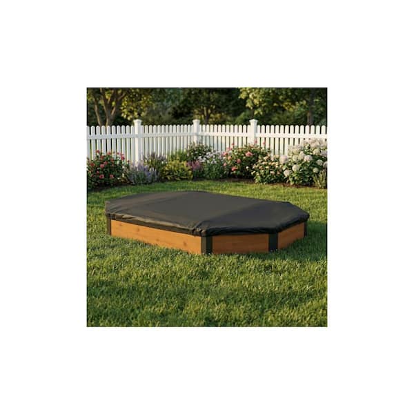 GOGEXX 6.3 ft. W x 4.4 ft. L Solid Wood Octagon Sandbox with Cover