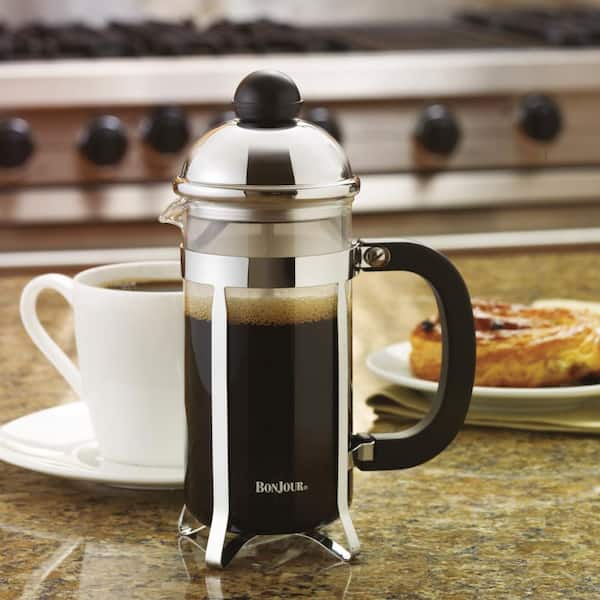 Black Handle 53336 BonJour Coffee Stainless Steel French Press with Glass Carafe Monet 33.8-Ounce 