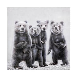 Beary Cute Unframed Handpainted Animals Wall Art 32 in. x 32 in.