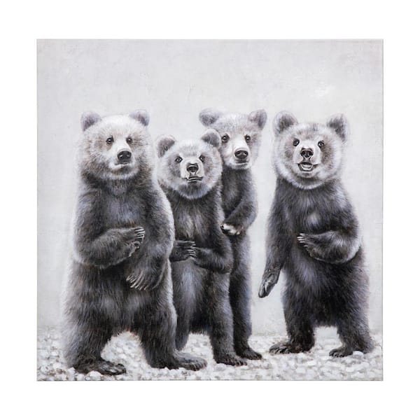 Yosemite Home Decor Beary Cute Unframed Handpainted Animals Wall Art 32 in. x 32 in.