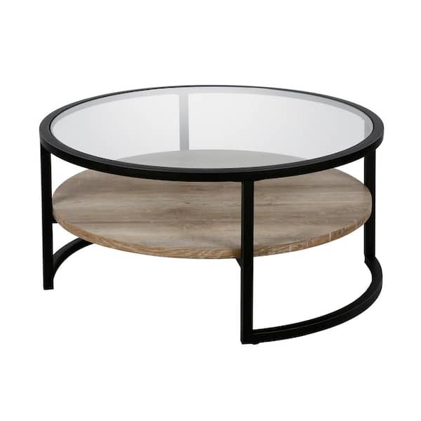 Medium Round Glass Coffee Table, Round Black Glass Side Table