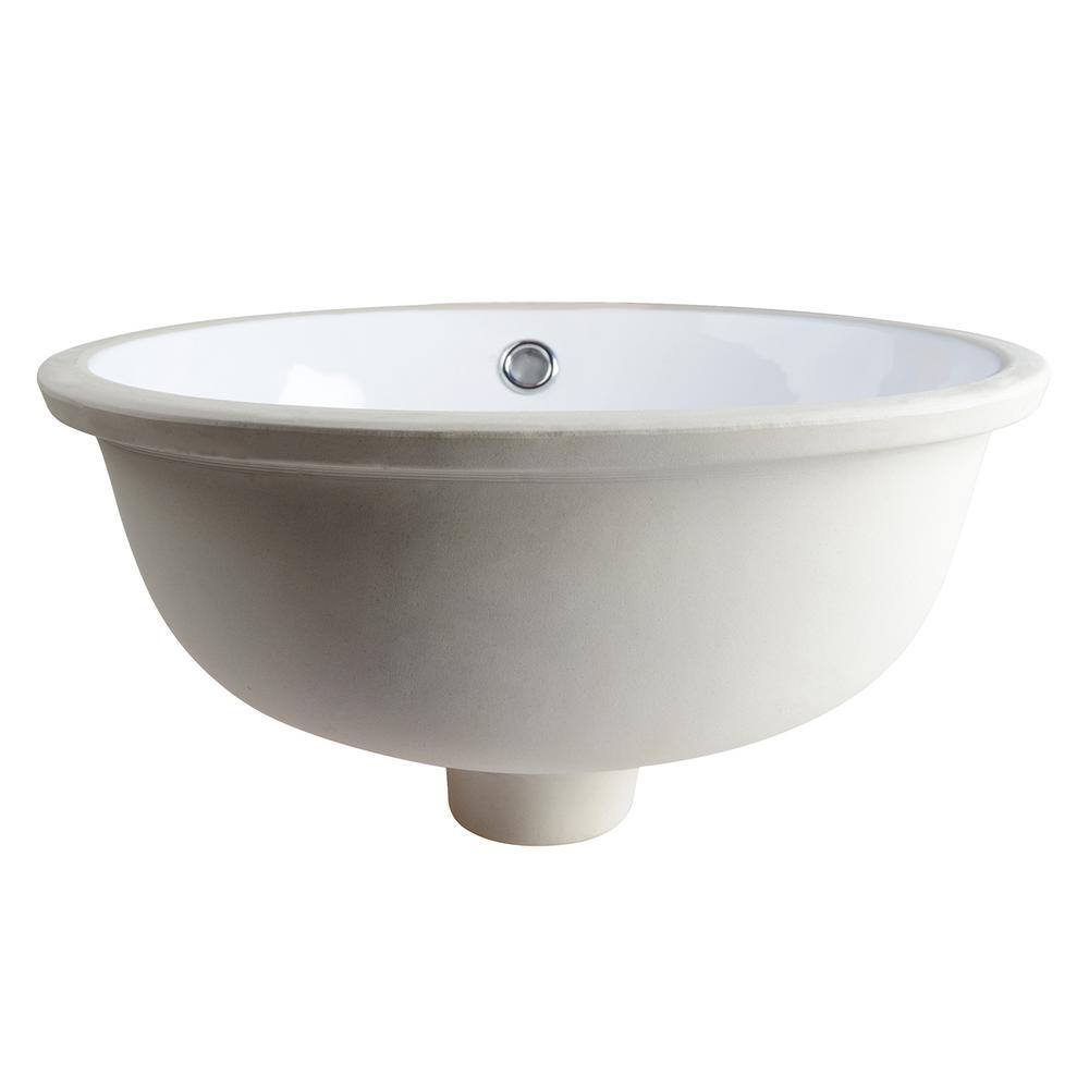 White Ceramic Oval Undermount Bathroom Sink with Overflow