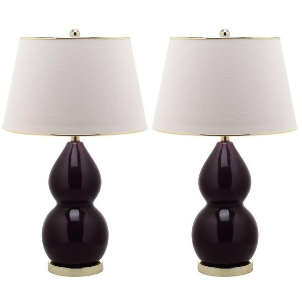 Safavieh Jill 25.5 in. Dark Purple Double Gourd Ceramic Lamp (Set of 2)