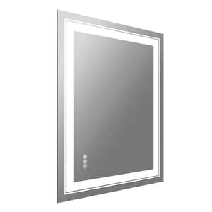 28 in. W x 36 in. H Rectangular Frameless Dimmable LED Light Anti-Fog Wall Bathroom Vanity Mirror Super Bright