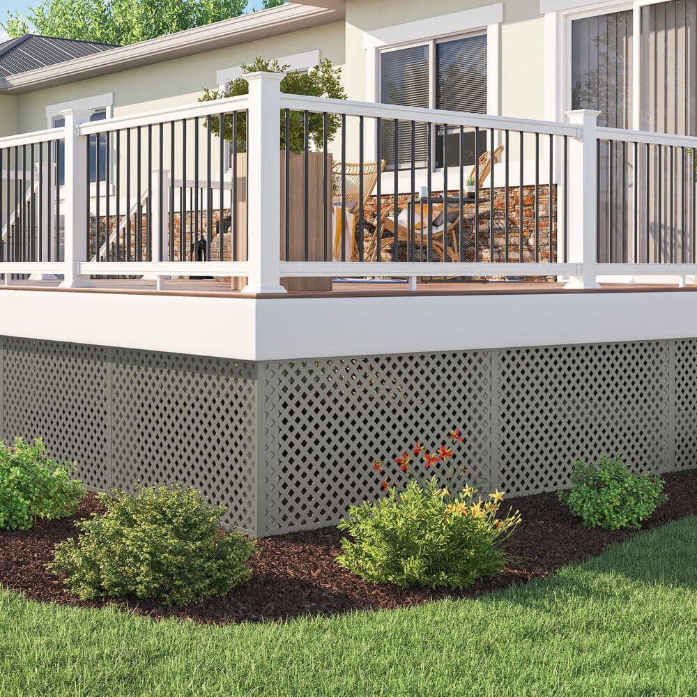 Nantucket Gray Diamond Vinyl Garden Privacy Lattice Panel