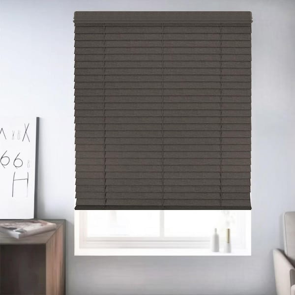 Cordless Room Darkening Faux Wood Window Blinds with 2.5 in. Slats, 71 in. W X 72 in. L Brown