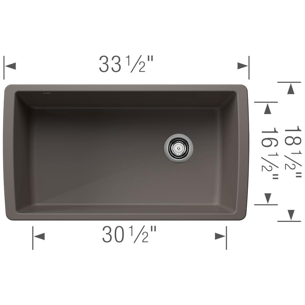 Volcano Gray Granite Composite Single Bowl Undermount Kitchen Sink