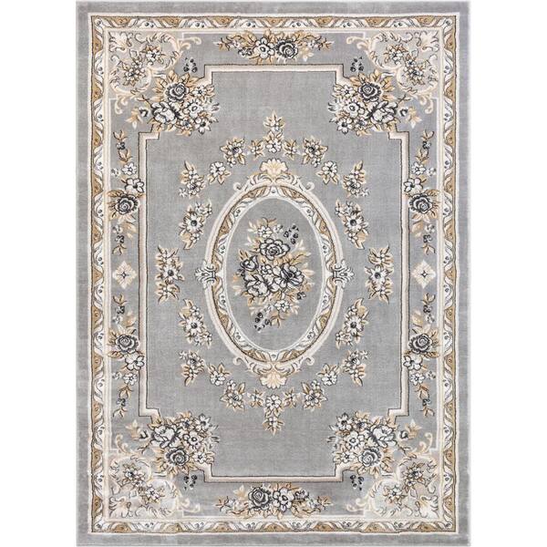 Well Woven Timeless Le Petit Palais Gray 9 ft. x 13 ft. Traditional Area Rug