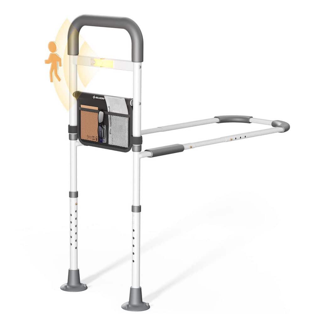Adjustable Side Assist Grab Bar Handrails for Seniors with Motion Sensor LED Light Pouch, Gray price history on PriceWatchPro