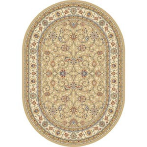 Vaughan Light Gold/Ivory 5 ft. x 8 ft. Oval Indoor Area Rug