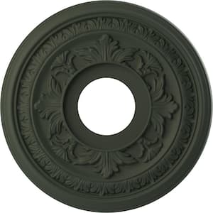 13 in. O.D. x 3-1/2 in. I.D. x 3/4 in. P Baltimore Thermoformed PVC Ceiling Medallion, UltraCover Satin Hunt Club Green