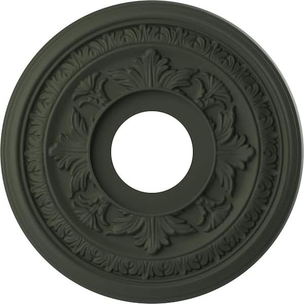 Ekena Millwork 13 in. O.D. x 3-1/2 in. I.D. x 3/4 in. P Baltimore Thermoformed PVC Ceiling Medallion, UltraCover Satin Hunt Club Green