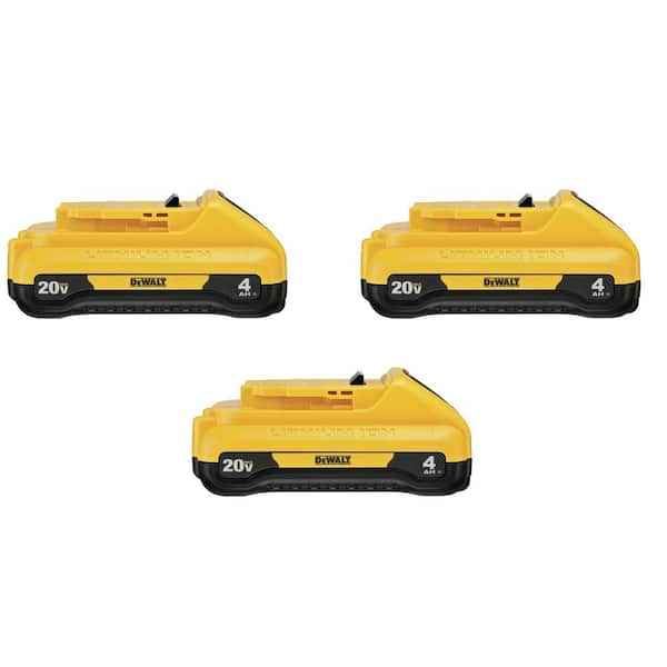 DEWALT 20V MAX Lithium-Ion 4.0Ah Compact Battery Pack (3-Pack) DCB240-3 -  The Home Depot