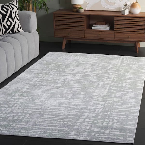 Bayside 7 ft. x 7 ft. Green/Gray Parallel Striped Square Area Rug