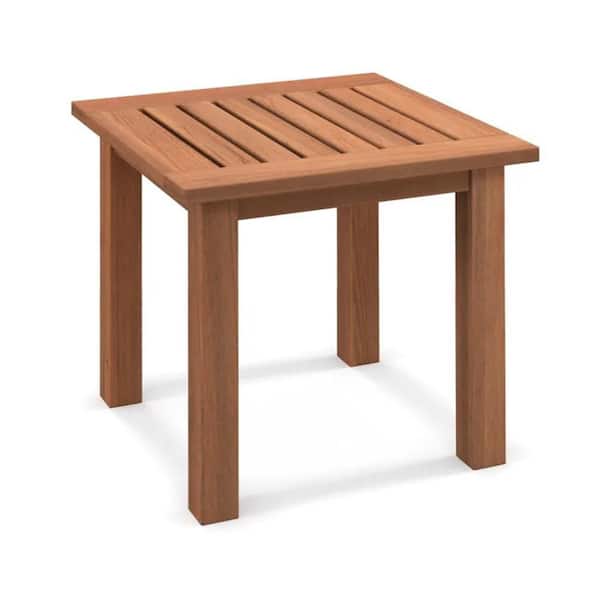 ANGELES HOME Patio Hardwood Square Side Table with Slatted