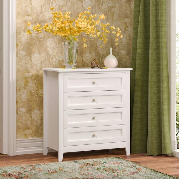 White Wood 4-Drawer 1-Door Bathroom Storage Cabinet - 32.68 H x