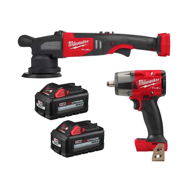 Milwaukee M18 FUEL 18V Lith-Ion Brushless Cordless Mid Torque 1/2 in. Impact Wrench w/Polisher & (2) High Output 6.0Ah Battery