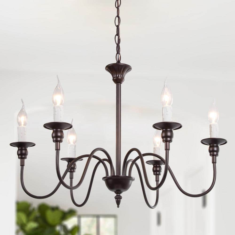 LNC Farmhouse Island Chandelier 6-Light Candlestick Bronze Classic 26.5 ...