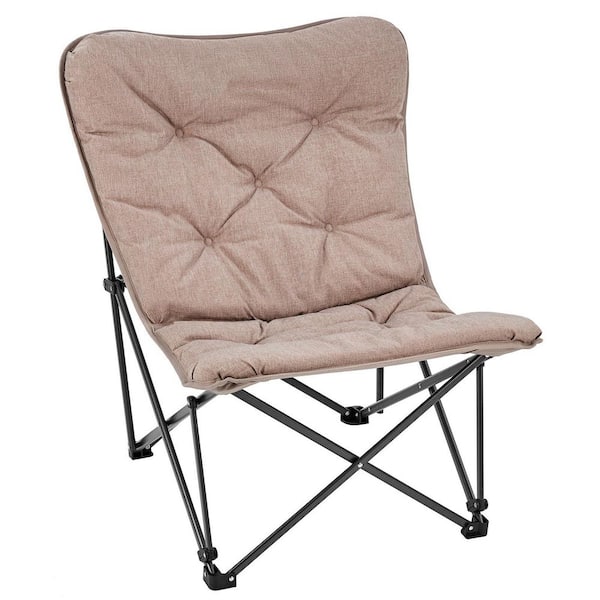 Butterfly Chair, Oversized Thick Padded Comfy Camping Chairs Portable Folding Chair 400 lbs. Heavy Duty Seat Brown