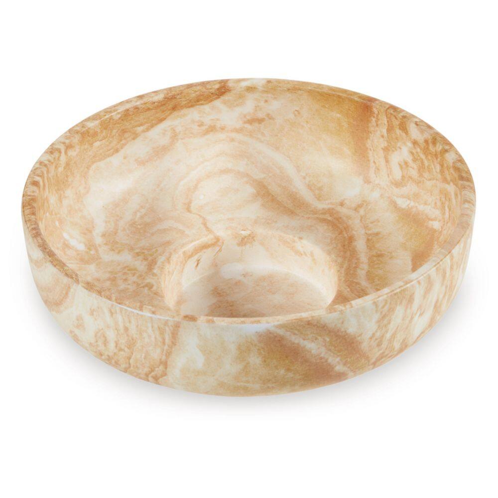 Light Brown and White Ceramic Decorative Bowl, 12-inch
