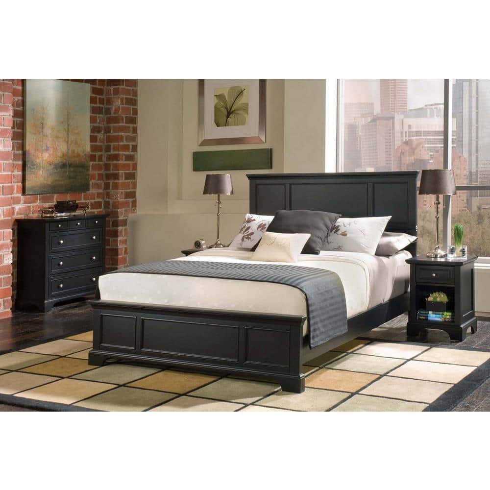 Bedford Black Wood King Headboard with Raised Panels