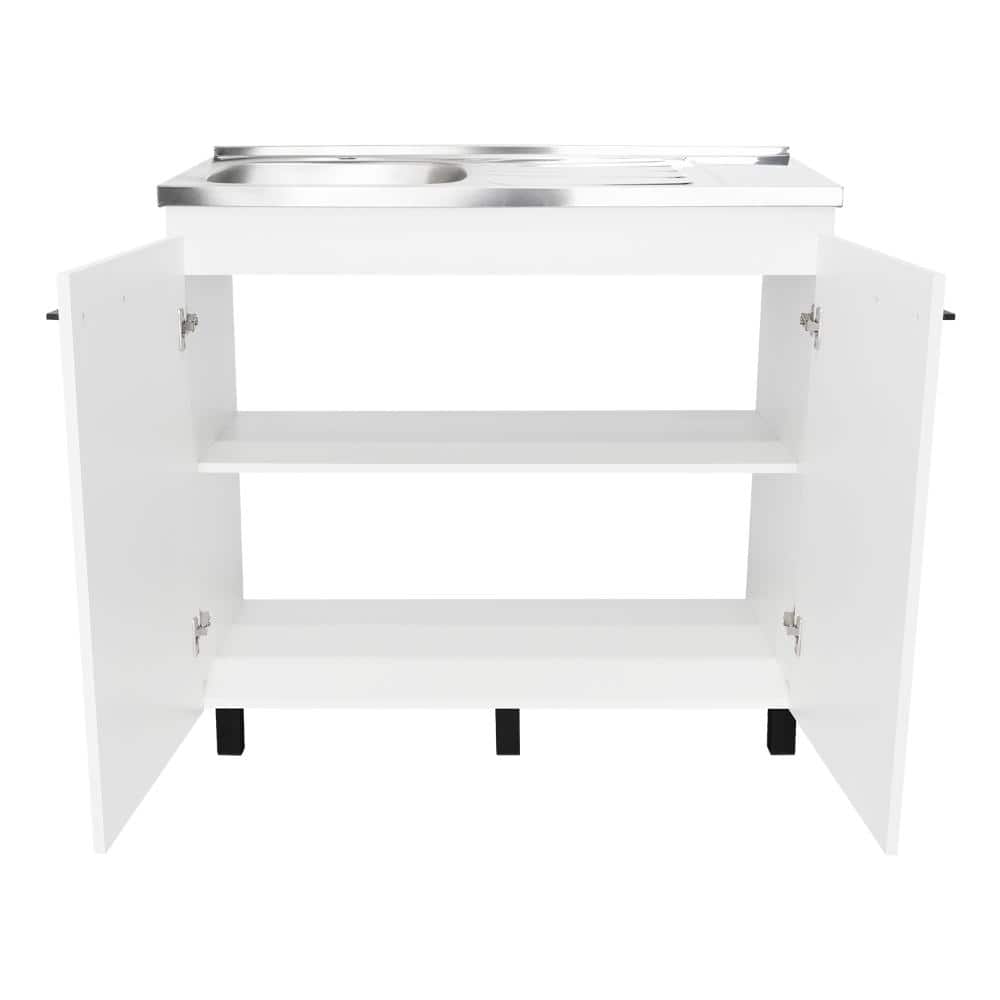 Utility Sink Cabinet Burwood - White Finish, 2-Door Storage with Shelves for Kitchen, Laundry & Garage price history on PriceWatchPro