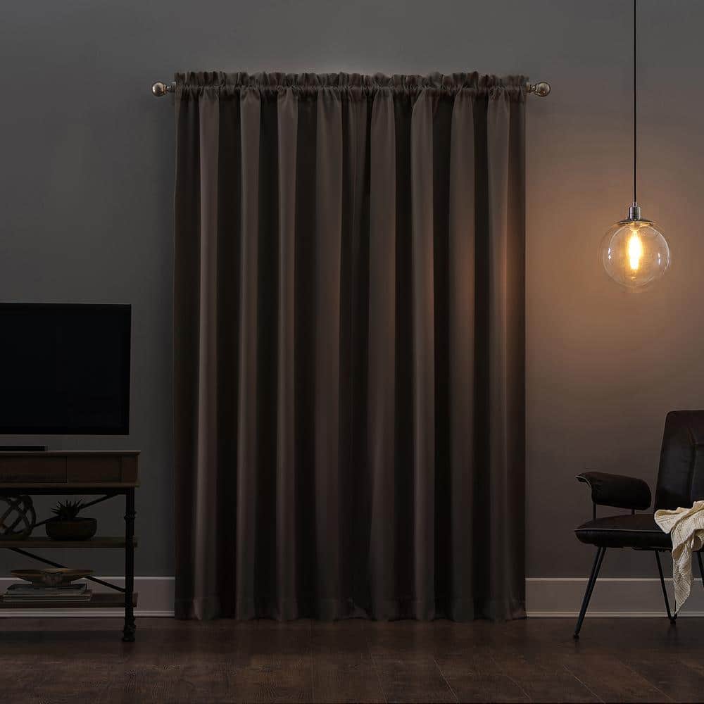 Taupe Blackout Rod Pocket Polyester Curtain Panel 52" x 63"