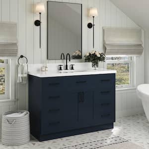 Hepburn 48 in. W x 22 in. D x 36 in. H Single Sink Freestanding Bath Vanity in Midnight Blue with Carrara Qt. Top