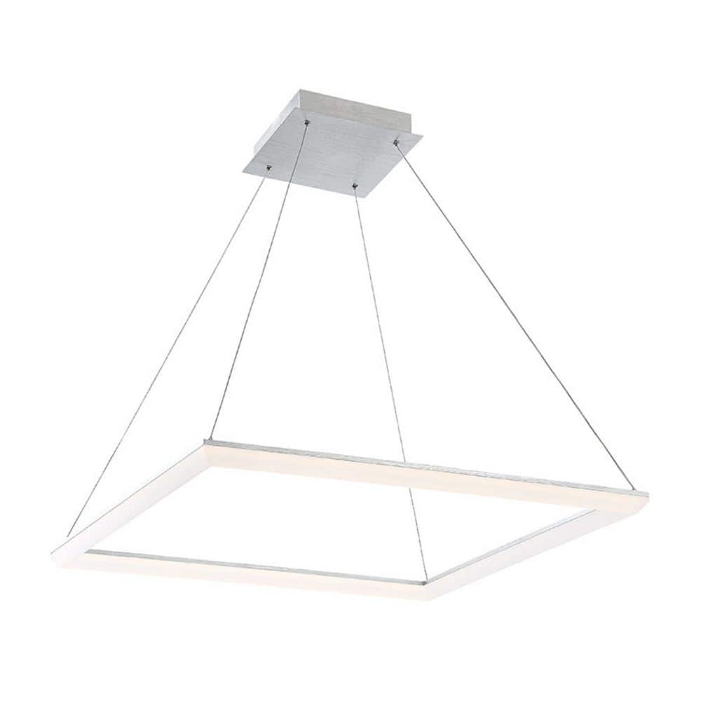 Frame Square 28 in. 500-Watt Equivalent Integrated LED Brushed Aluminum Pendant with Acrylic Shade price history on PriceWatchPro