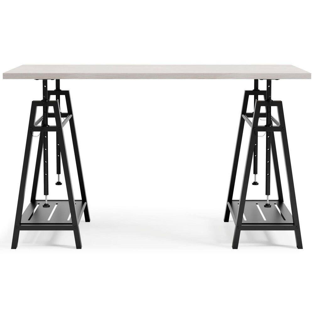 Transitional 47'' Black and White Adjustable Home Office Desk with Drawer