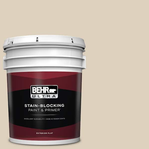 BEHR ULTRA 5 gal. #OR-W07 Spanish Sand Flat Exterior Paint & Primer