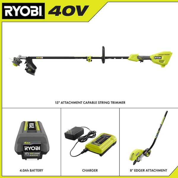 40V 15 in. Expand-It Cordless Battery Attachment Capable String Trimmer & Edger with 4.0 Ah Battery and Charger